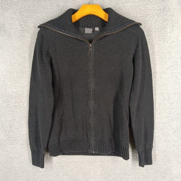 Esprit XL‎ Vtg Black Cotton Zip Up Sweater Cardigan Knit Jacket Casual Cozy - Picture 1 of 9